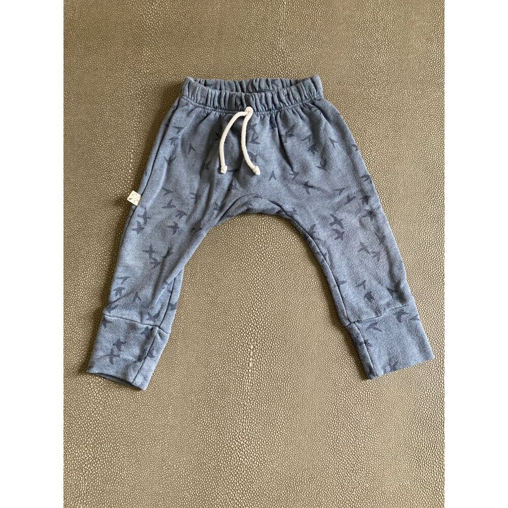 Childhoods Birds On Steel Blue Gusset Pants 12-18 VGUC